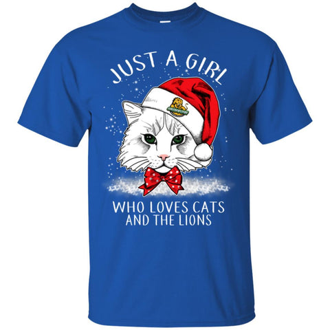 Cats Southeastern Louisiana Lions T Shirt Hoodie Ugly Christmas Sweater Just A Girl Who Loves Cats And Christmas