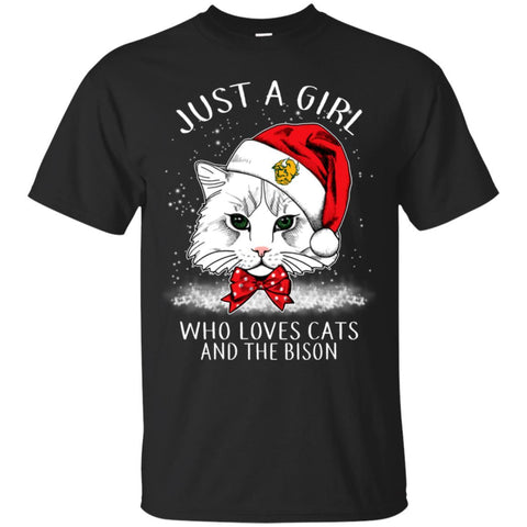 Cats North Dakota State Bison T Shirt Hoodie Ugly Christmas Sweater Just A Girl Who Loves Cats And Christmas
