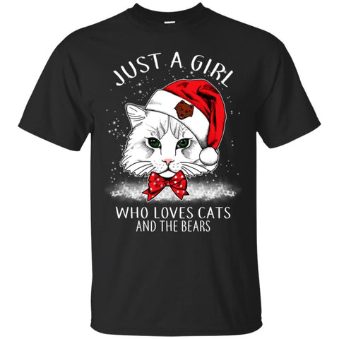 Cats Brown Bears T Shirt Hoodie Ugly Christmas Sweater Just A Girl Who Loves Cats And Christmas