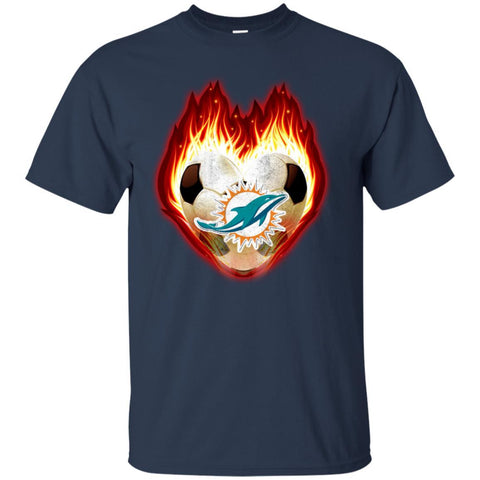 Soccer MIAMI DOLPHINS T Shirts Hoodie Fire Heart