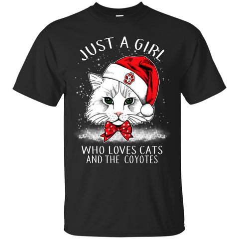 Cats South Dakota CoyotesT Shirt Hoodie Ugly Christmas Sweater Just A Girl Who Loves Cats And Christmas