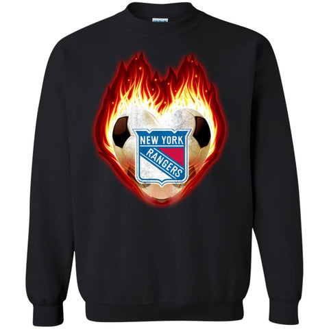 Soccer New York Rangers T Shirts Hoodie Fire Heart
