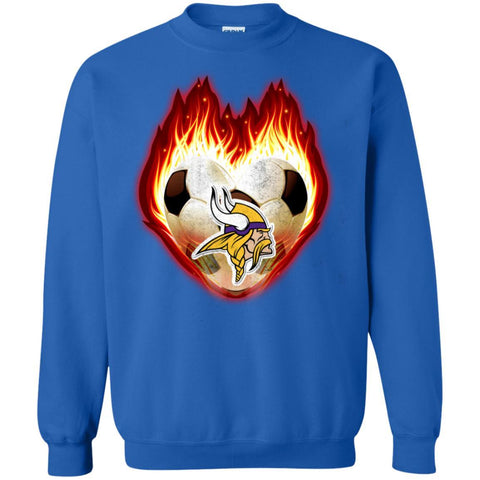 Soccer Minnesota Vikings T Shirts Hoodie Fire Heart