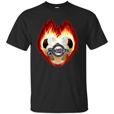 Soccer Milwaukee Brewers T Shirts Hoodie Fire Heart